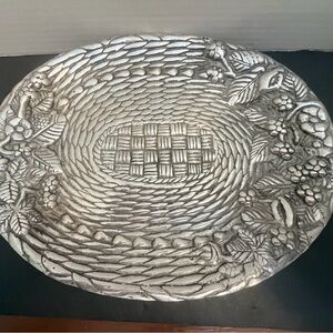 Silver Pewter Textured Decorative Plate-Lenox